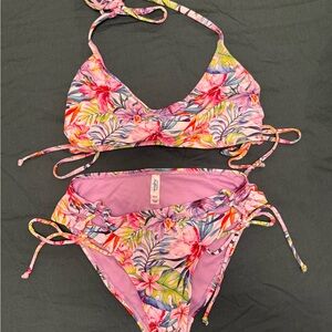 La Vie En Rose Floral Bikini - Pink and Green